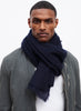 JANE CARR The Fray Wrap in Navy, navy woven pure cashmere scarf – model 3