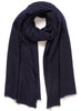 JANE CARR The Fray Wrap in Navy, navy woven pure cashmere scarf – tied
