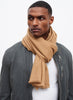 JANE CARR The Fray Wrap in Camel, woven pure cashmere scarf – model 3