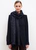 JANE CARR The Cosmos Scarf in Navy, navy cashmere scarf woven with silver Lurex – model 1