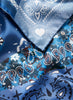 JANE CARR The Ranch Foulard in Mid Blue, blue printed silk twill scarf – detail