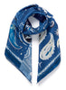 JANE CARR The Ranch Foulard in Mid Blue, blue printed silk twill scarf – tied