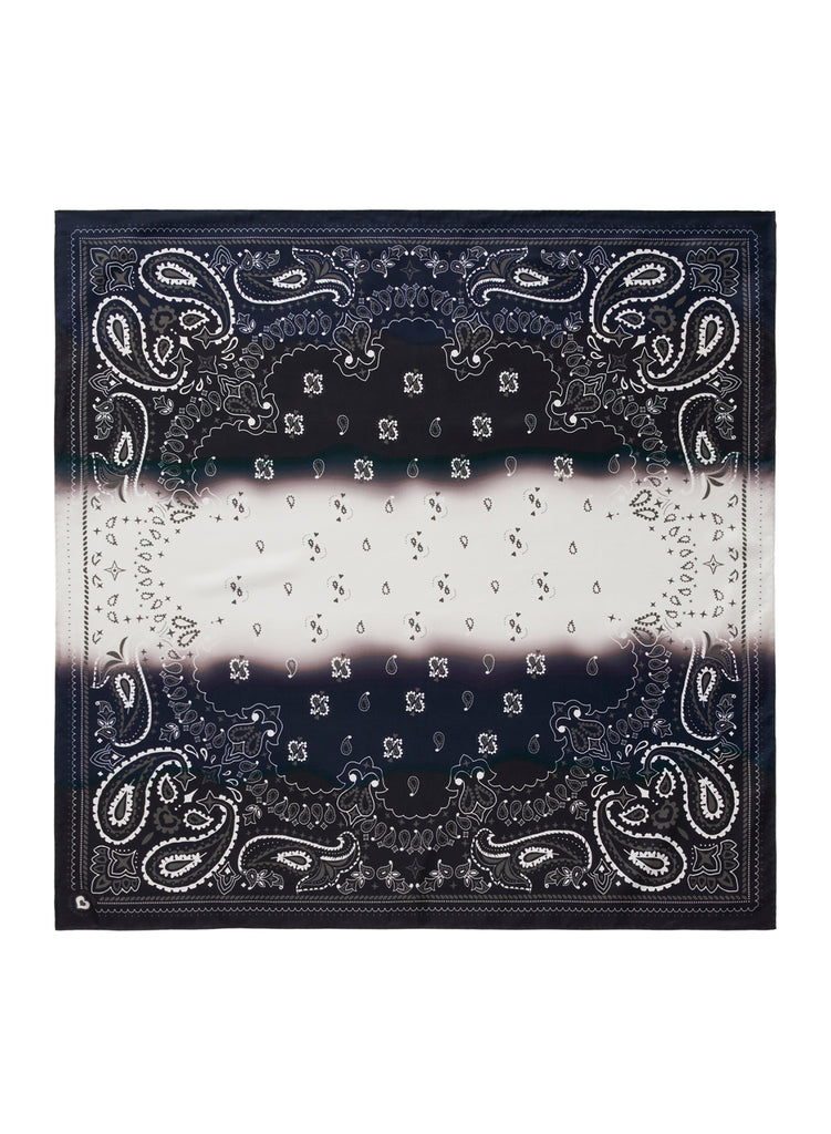 JANE CARR The Ombré Foulard in Panda, monochrome printed silk twill scarf – flat