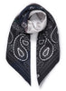 JANE CARR The Ombré Foulard in Panda, monochrome printed silk twill scarf – tied