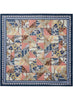 JANE CARR The Prairie Square in Storm, navy and neutral multicolour printed silk twill scarf – flat