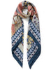 JANE CARR The Prairie Square in Storm, navy and neutral multicolour printed silk twill scarf – tied