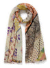 JANE CARR The Puzzle Wrap in Butter, yellow multicolour printed modal and cashmere scarf – tied