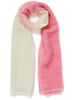 JANE CARR The Shadow Mesh Scarf in Marshmallow, pink and white grid woven cashmere scarf – tied