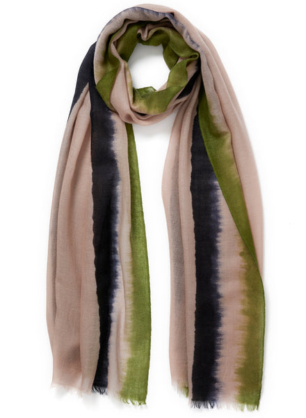 JANE CARR The Cirrus Wrap in Apple, pink multicolour painted pure cashmere scarf – tied