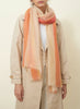 JANE CARR The Cirrus Wrap in Budgie, cream multicolour painted pure cashmere scarf – model