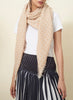 JANE CARR The Tile Square in Sand, neutral checked cashmere scarf with metallic lurex – model 2