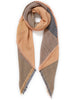 JANE CARR The Jenga Square in Apricot, peach multicolour checked lambswool scarf – tied