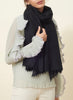 The Featherweight in Black, black woven pure cashmere scarf - model 1