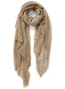 The Featherweight in Taupe, taupe woven pure cashmere scarf - tied