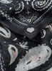 JANE CARR The Ranch Neckerchief in Black, black printed cotton and silk-blend scarf – detail