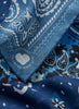 JANE CARR The Ranch Neckerchief in Mid Blue, blue printed cotton and silk-blend scarf – detail