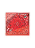 JANE CARR The Ranch Neckerchief in Poppy, red printed cotton and silk-blend scarf – flat