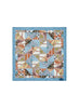 JANE CARR The Prairie Neckerchief in Kingfisher, blue multicolour printed cotton and silk-blend scarf – flat