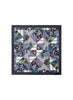 JANE CARR The Prairie Neckerchief in Navy, navy multicolour printed cotton and silk-blend scarf – flat