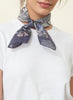 JANE CARR The Prairie Neckerchief in Navy, navy multicolour printed cotton and silk-blend scarf – model