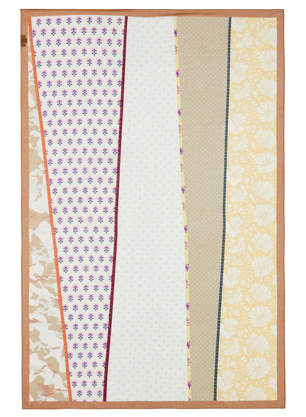 JANE CARR The Puzzle Pareo in Tannish, neutral and yellow printed cotton and silk-blend pareo – flat
