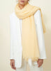 JANE CARR The Light Fray Wrap in Butter, yellow woven pure cashmere scarf - model 1