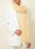 JANE CARR The Light Fray Wrap in Butter, yellow woven pure cashmere scarf - model 2