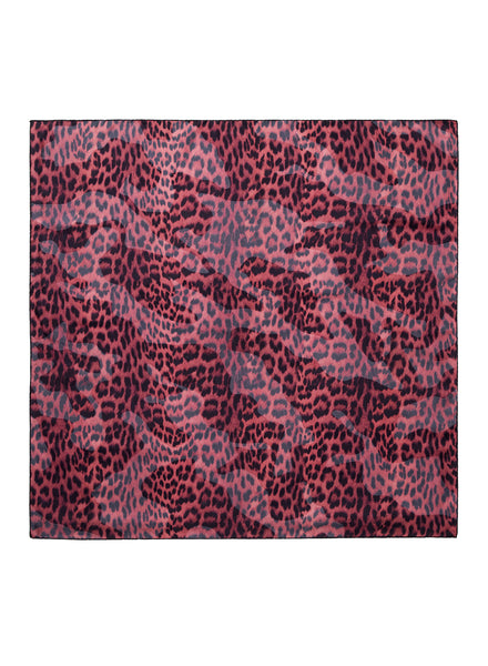 JANE CARR The Cub Foulard in Berry, red and black printed silk twill scarf – flat