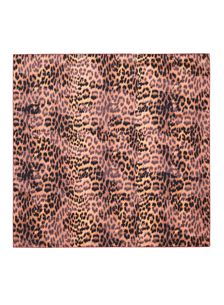 JANE CARR The Cub Foulard in Ginger, taupe and red printed silk twill scarf – flat