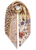 JANE CARR The Hobo Square in Biscotti, taupe multicolour printed silk twill scarf – tied