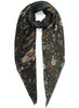 JANE CARR The Medley Square in Army Green, khaki green printed modal and cashmere scarf – tied