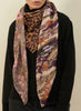 JANE CARR The Medley Square in Rose, pink multicolour printed modal and cashmere scarf – model 2
