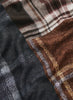 JANE CARR The Stirling Wrap in Chaffinch, blue and brown multicolour printed modal and cashmere scarf – detail