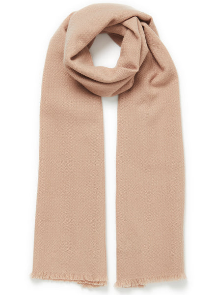 JANE CARR The Hudson Scarf in Blush, pink textured pure cashmere scarf - tied