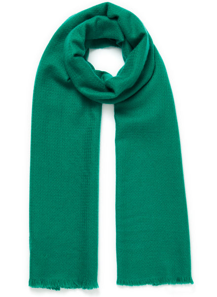 JANE CARR The Hudson Scarf in Emerald, green textured pure cashmere scarf - tied