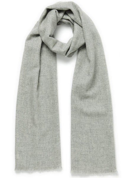 JANE CARR The Hudson Scarf in Mist, pale grey textured pure cashmere scarf - tied