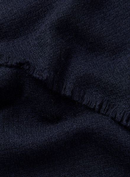 JANE CARR The Hudson Scarf in Navy, navy textured pure cashmere scarf – detail