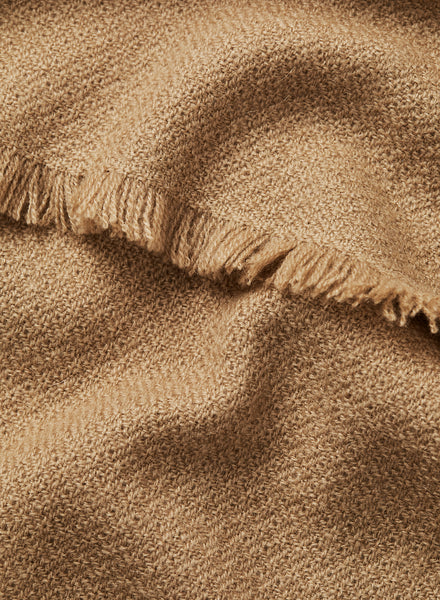 JANE CARR The Hudson Scarf in Sepia, camel textured pure cashmere scarf – detail