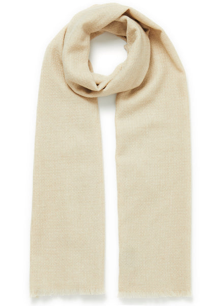 JANE CARR The Hudson Scarf in Soft Beige, beige textured pure cashmere scarf - tied