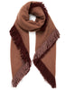 JANE CARR The Chalet Square in Kodiak, brown fringed pure cashmere scarf – tied