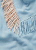 JANE CARR The Chalet Square in Sky, blue fringed pure cashmere scarf  – detail