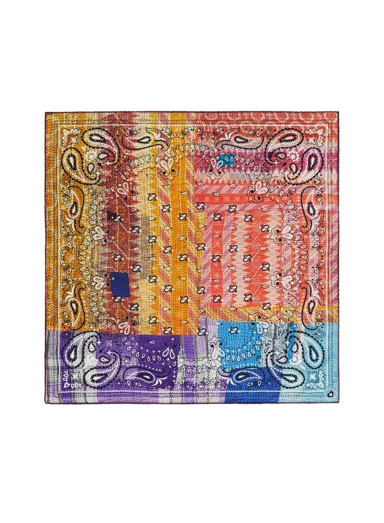 JANE CARR The Atlas Petit Foulard in Multi, bright multicolour printed silk twill scarf – flat