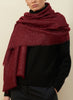 JANE CARR The Cosmos Scarf in Cranberry, dark red cashmere scarf with silver Lurex – model 1