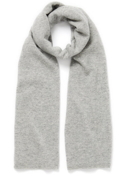 JANE CARR The Chelsea Scarf in Mist, pale grey knitted pure cashmere scarf - tied
