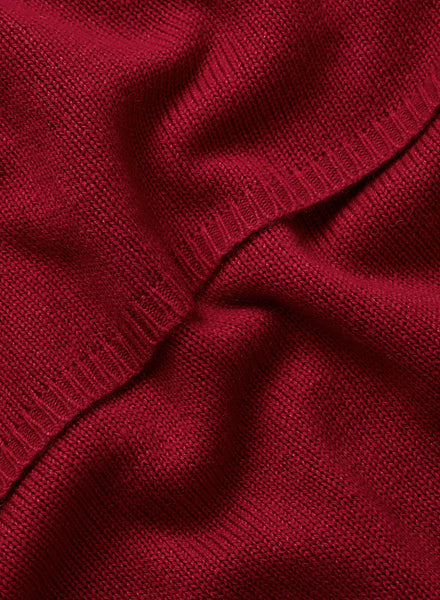 JANE CARR The Chelsea Scarf in Red, red knitted pure cashmere scarf – detail