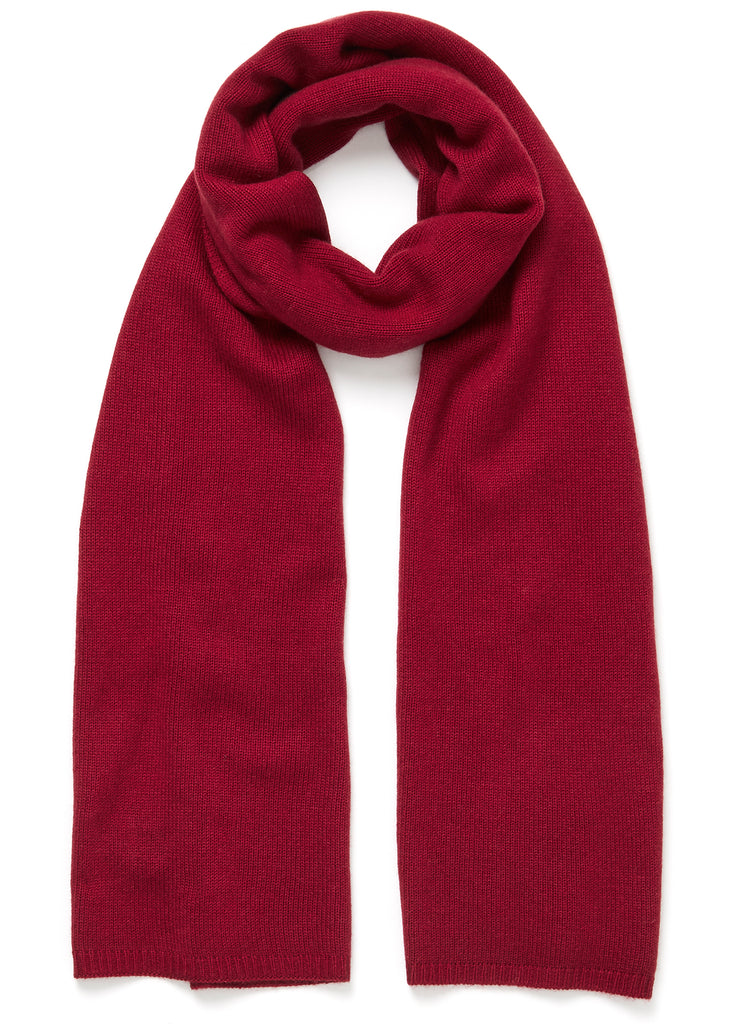JANE CARR The Chelsea Scarf in Red, red knitted pure cashmere scarf - tied