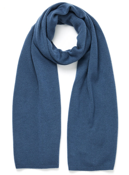 JANE CARR The Chelsea Scarf in Storm, blue knitted pure cashmere scarf - tied