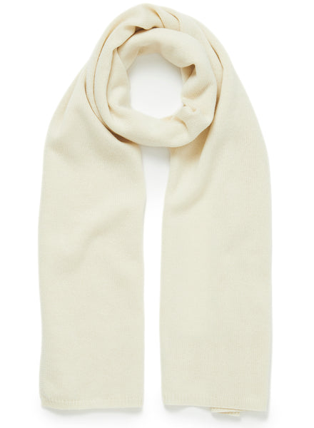 JANE CARR The Chelsea Scarf in White, white knitted pure cashmere scarf - tied