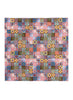 The Bazaar Foulard, pink multicolour printed silk twill scarf – flat