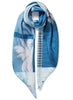 The Paradise Square, blue printed silk twill scarf – tied